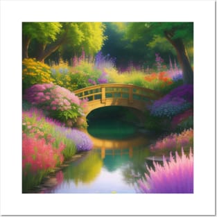 Lovely Floral Bridge in a Secret Garden Posters and Art